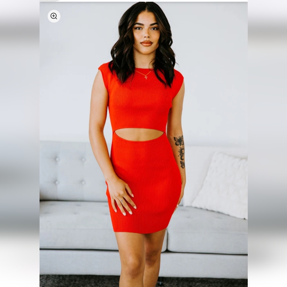 Mimosa Clothing LA Mini Dress red cut out sleeveless bodycon Boutique